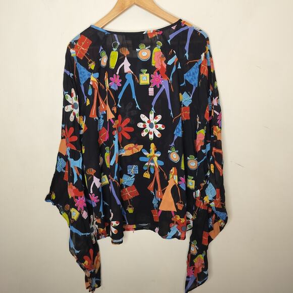 Ashley Stewart Blouse Shopping Purses Floral Sequins Beaded - Picture 8 of 10